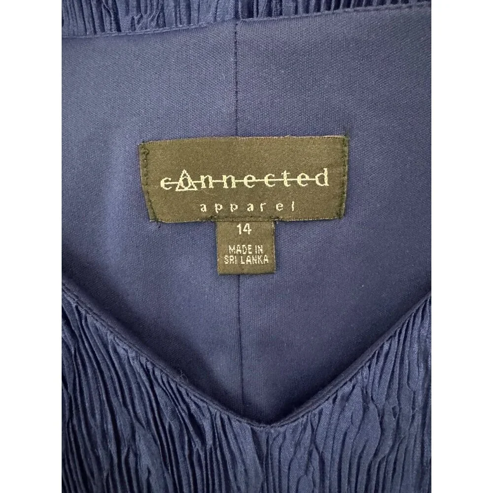 Connected‎ Apparel Dark Blue Bodre Tiered Dress Size 14 Wedding Evening Party